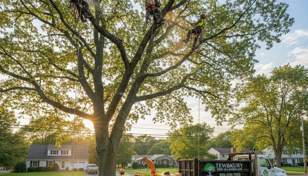 Professional tree removal service team working safely in Andover, MA